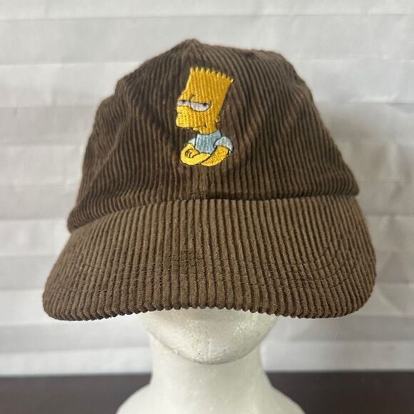 Brown Corduroy Cap with Bart Simpson Embroidered - Picture 1 of 5